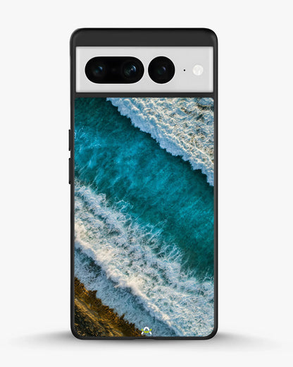 Ocean Waves Phone Case - Turquoise & Golden Print for iPhone, Samsung, Pixel, OnePlus & Vivo