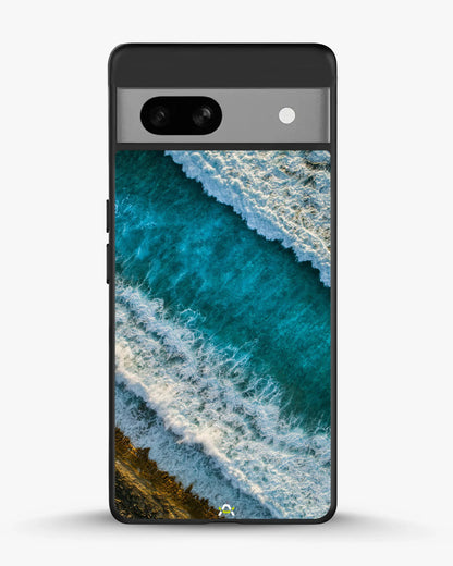 Ocean Waves Phone Case - Turquoise & Golden Print for iPhone, Samsung, Pixel, OnePlus & Vivo