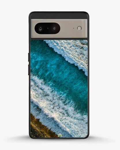 Ocean Waves Phone Case - Turquoise & Golden Print for iPhone, Samsung, Pixel, OnePlus & Vivo