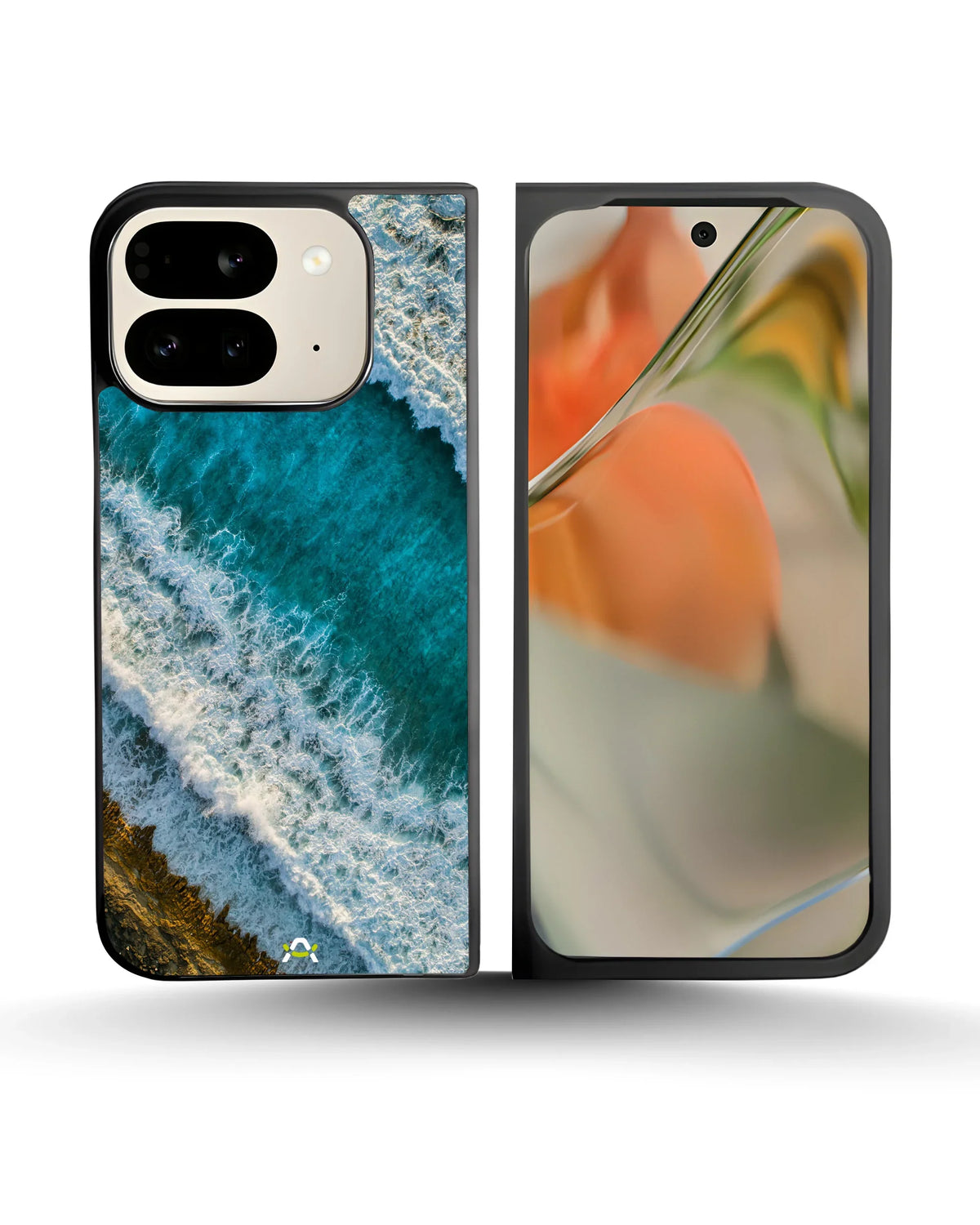 Ocean Waves Phone Case - Turquoise & Golden Print for iPhone, Samsung, Pixel, OnePlus & Vivo