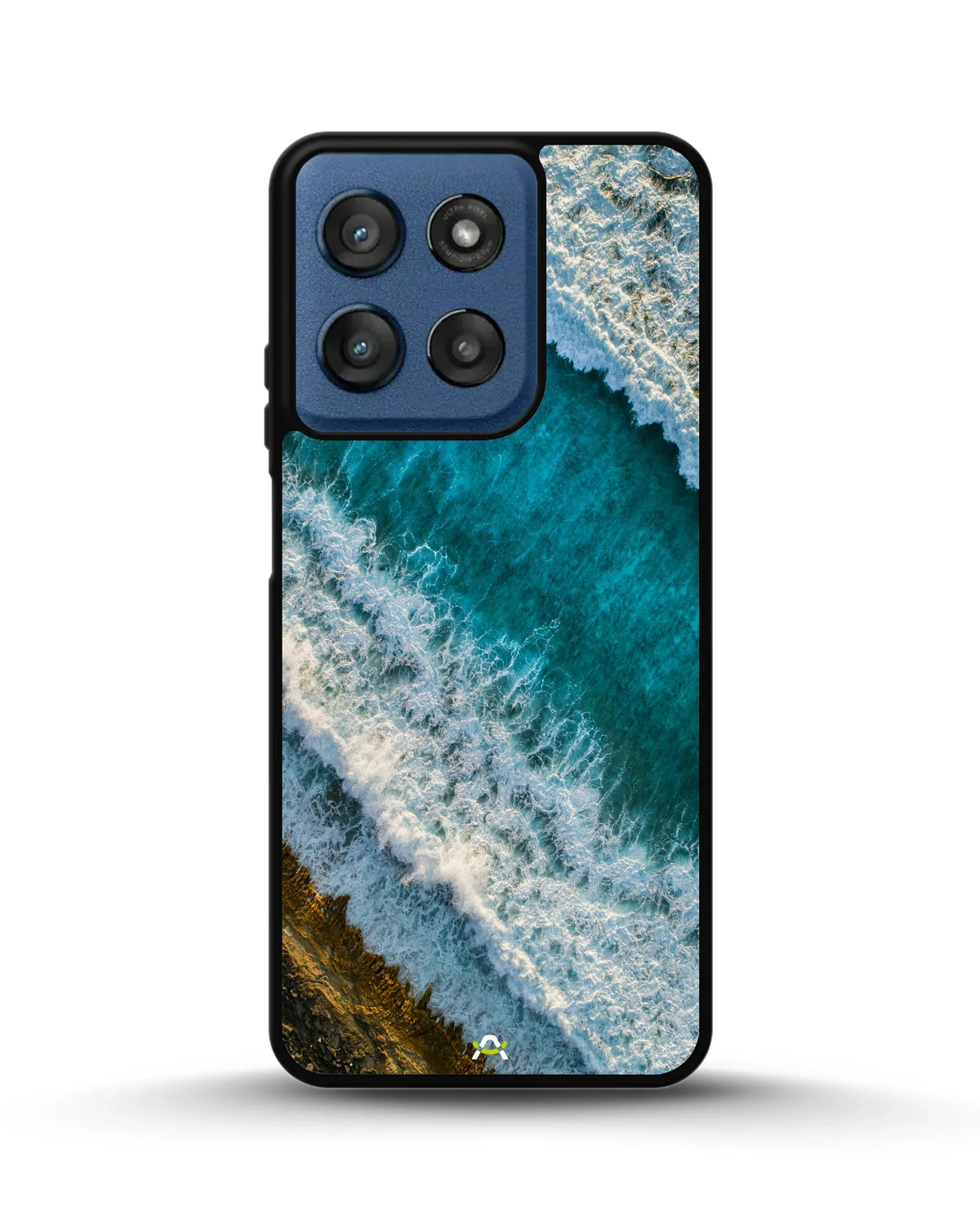 Ocean Waves Phone Case - Turquoise & Golden Print for iPhone, Samsung, Pixel, OnePlus & Vivo