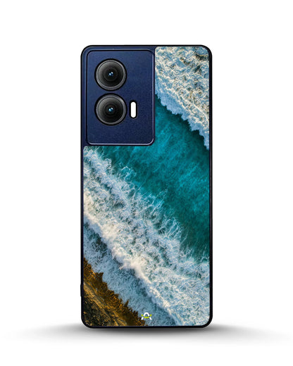 Ocean Waves Phone Case - Turquoise & Golden Print for iPhone, Samsung, Pixel, OnePlus & Vivo