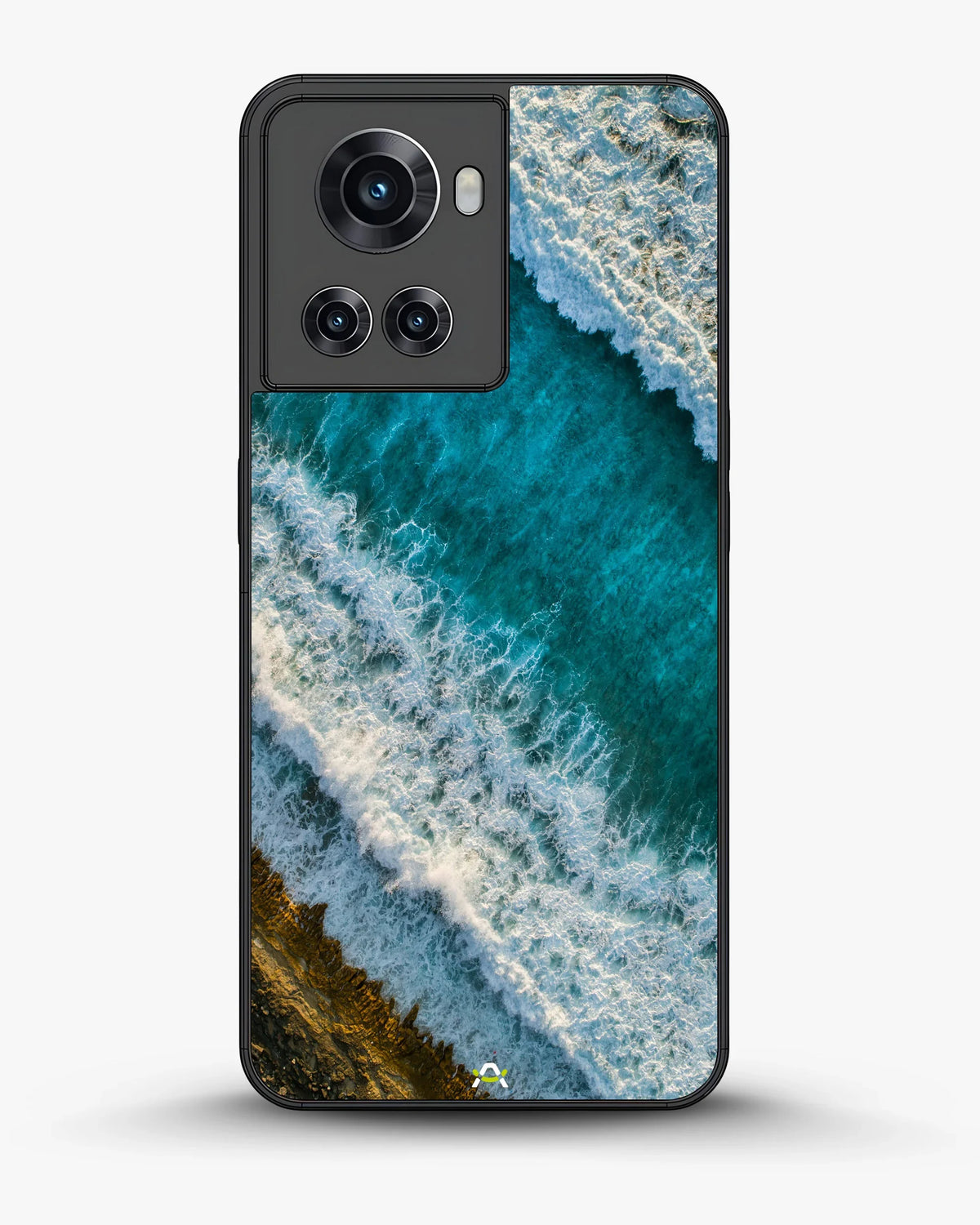 Ocean Waves Phone Case - Turquoise & Golden Print for iPhone, Samsung, Pixel, OnePlus & Vivo