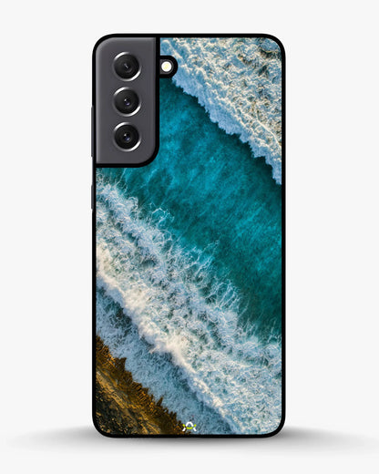 Ocean Waves Phone Case - Turquoise & Golden Print for iPhone, Samsung, Pixel, OnePlus & Vivo