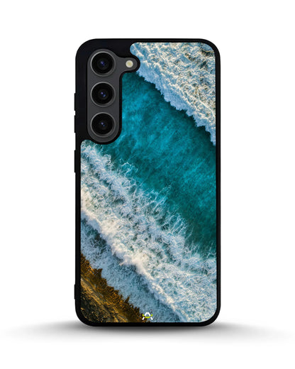 Ocean Waves Phone Case - Turquoise & Golden Print for iPhone, Samsung, Pixel, OnePlus & Vivo