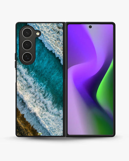 Ocean Waves Phone Case - Turquoise & Golden Print for iPhone, Samsung, Pixel, OnePlus & Vivo