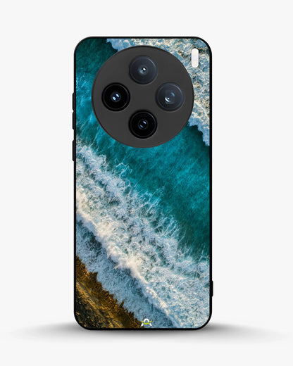 Ocean Waves Phone Case - Turquoise & Golden Print for iPhone, Samsung, Pixel, OnePlus & Vivo
