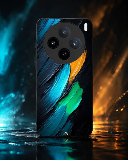Oil Paint Strokes Phone Case - Blue & Emerald Abstract Print for iPhone, Samsung, Pixel, OnePlus & Vivo