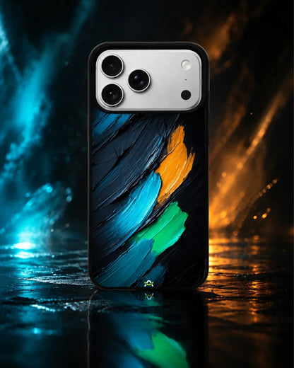Oil Paint Strokes Phone Case - Blue & Emerald Abstract Print for iPhone, Samsung, Pixel, OnePlus & Vivo