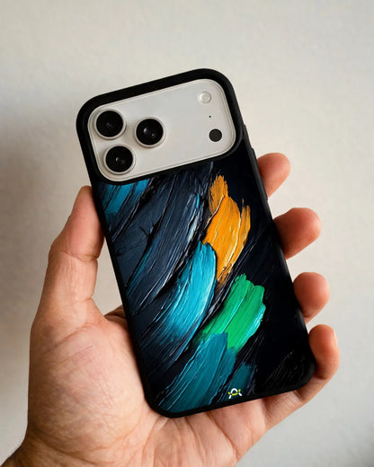 Oil Paint Strokes Phone Case - Blue & Emerald Abstract Print for iPhone, Samsung, Pixel, OnePlus & Vivo