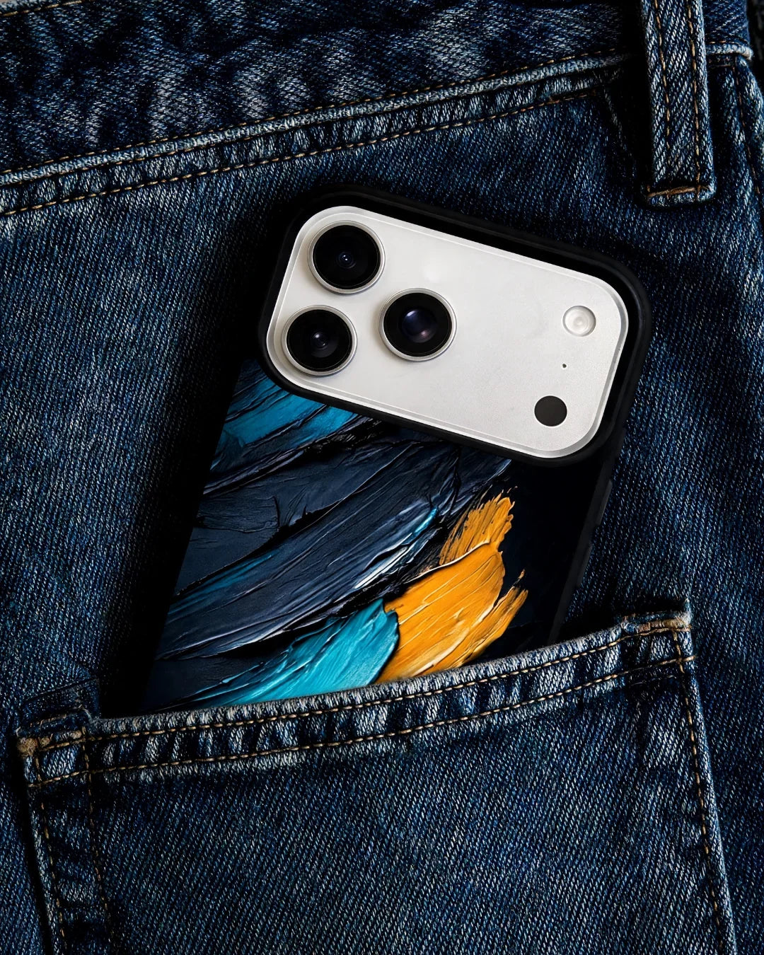 Oil Paint Strokes Phone Case - Blue & Emerald Abstract Print for iPhone, Samsung, Pixel, OnePlus & Vivo