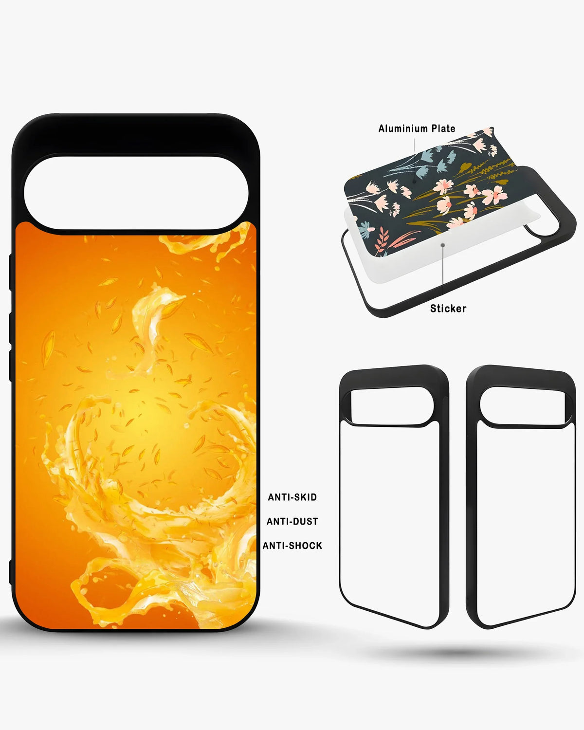 Orange Splash Phone Case - Vibrant Liquid Swirl Print for iPhone, Samsung, Pixel, OnePlus & Vivo