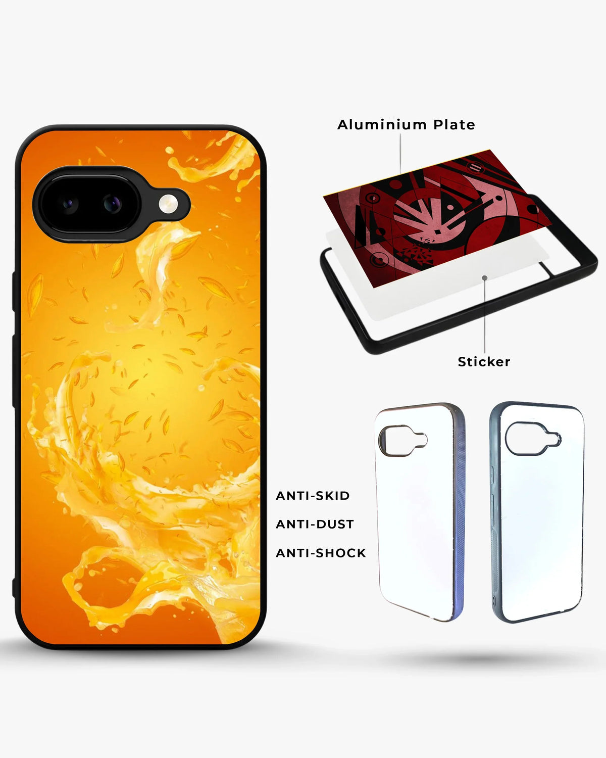 Orange Splash Phone Case - Vibrant Liquid Swirl Print for iPhone, Samsung, Pixel, OnePlus & Vivo