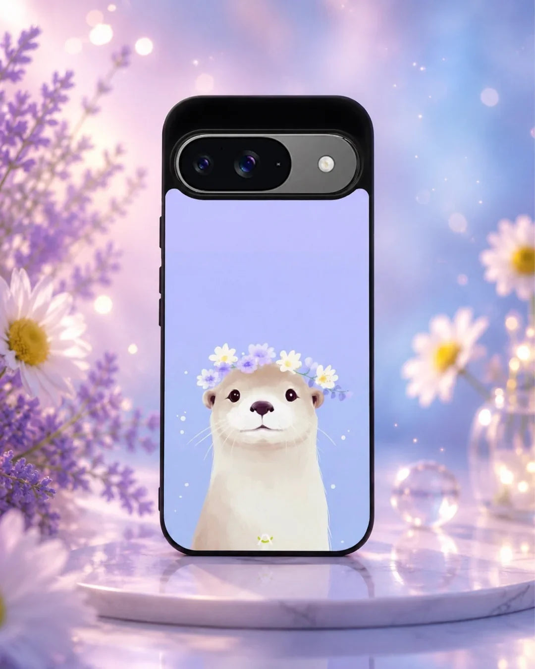 Otter Flower Crown Phone Case - Cute Lavender Print for iPhone, Samsung, Pixel, OnePlus & Vivo