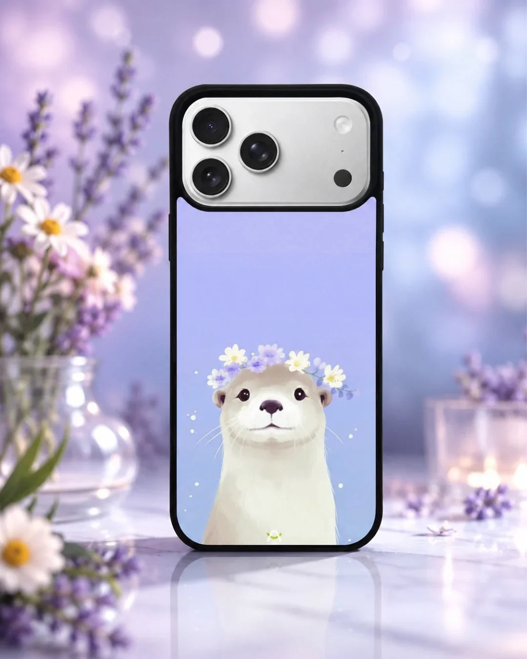 Otter Flower Crown Phone Case - Cute Lavender Print for iPhone, Samsung, Pixel, OnePlus & Vivo