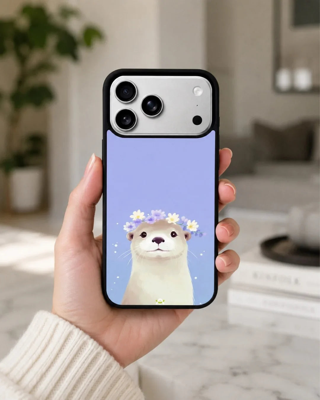 Otter Flower Crown Phone Case - Cute Lavender Print for iPhone, Samsung, Pixel, OnePlus & Vivo