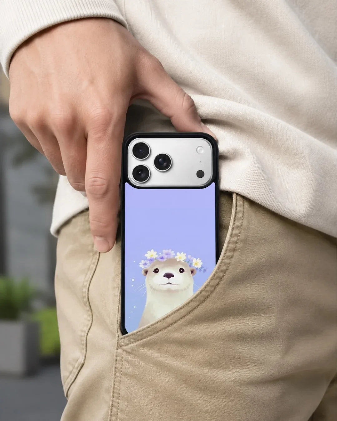 Otter Flower Crown Phone Case - Cute Lavender Print for iPhone, Samsung, Pixel, OnePlus & Vivo