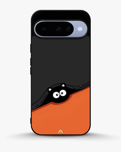 Peeking Cat Phone Case - Cute Black & Orange Print for iPhone, Samsung, Pixel, OnePlus & Vivo