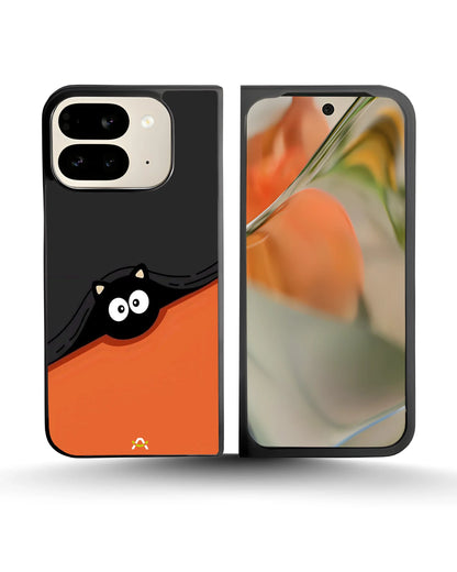 Peeking Cat Phone Case - Cute Black & Orange Print for iPhone, Samsung, Pixel, OnePlus & Vivo
