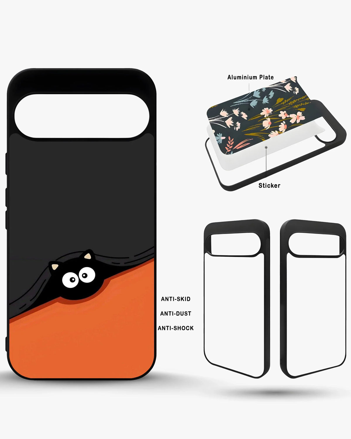 Peeking Cat Phone Case - Cute Black & Orange Print for iPhone, Samsung, Pixel, OnePlus & Vivo