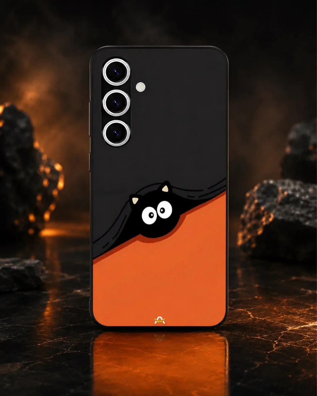 Peeking Cat Phone Case - Cute Black & Orange Print for iPhone, Samsung, Pixel, OnePlus & Vivo