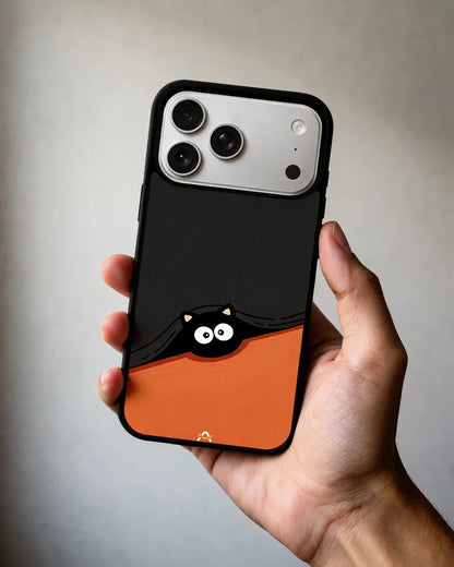 Peeking Cat Phone Case - Cute Black & Orange Print for iPhone, Samsung, Pixel, OnePlus & Vivo