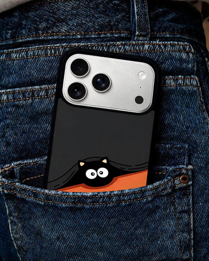 Peeking Cat Phone Case - Cute Black & Orange Print for iPhone, Samsung, Pixel, OnePlus & Vivo