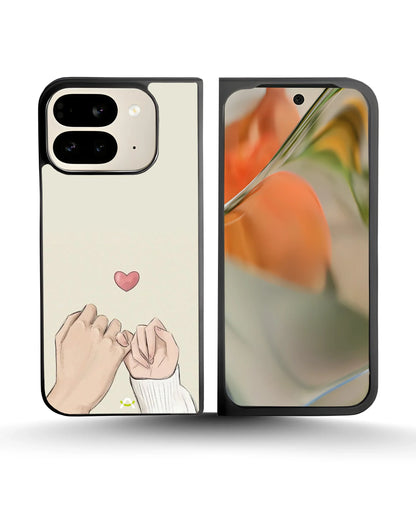 Pinky Promise Heart Phone Case - Warm Beige Art Print for iPhone, Samsung, Pixel, OnePlus & Vivo