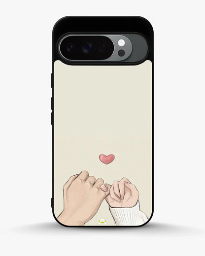 Pinky Promise Heart Phone Case - Warm Beige Art Print for iPhone, Samsung, Pixel, OnePlus & Vivo