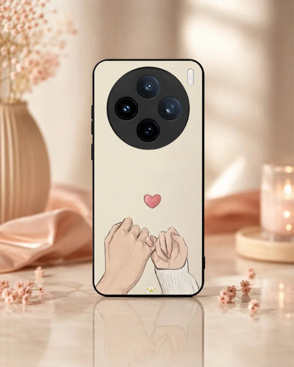Pinky Promise Heart Phone Case - Warm Beige Art Print for iPhone, Samsung, Pixel, OnePlus & Vivo