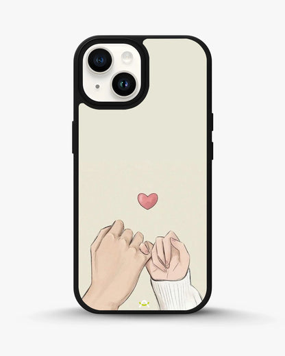 Pinky Promise Heart Phone Case - Warm Beige Art Print for iPhone, Samsung, Pixel, OnePlus & Vivo