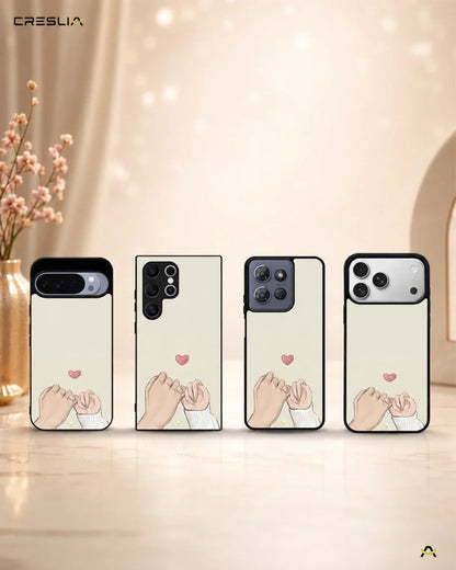 Pinky Promise Heart Phone Case - Warm Beige Art Print for iPhone, Samsung, Pixel, OnePlus & Vivo