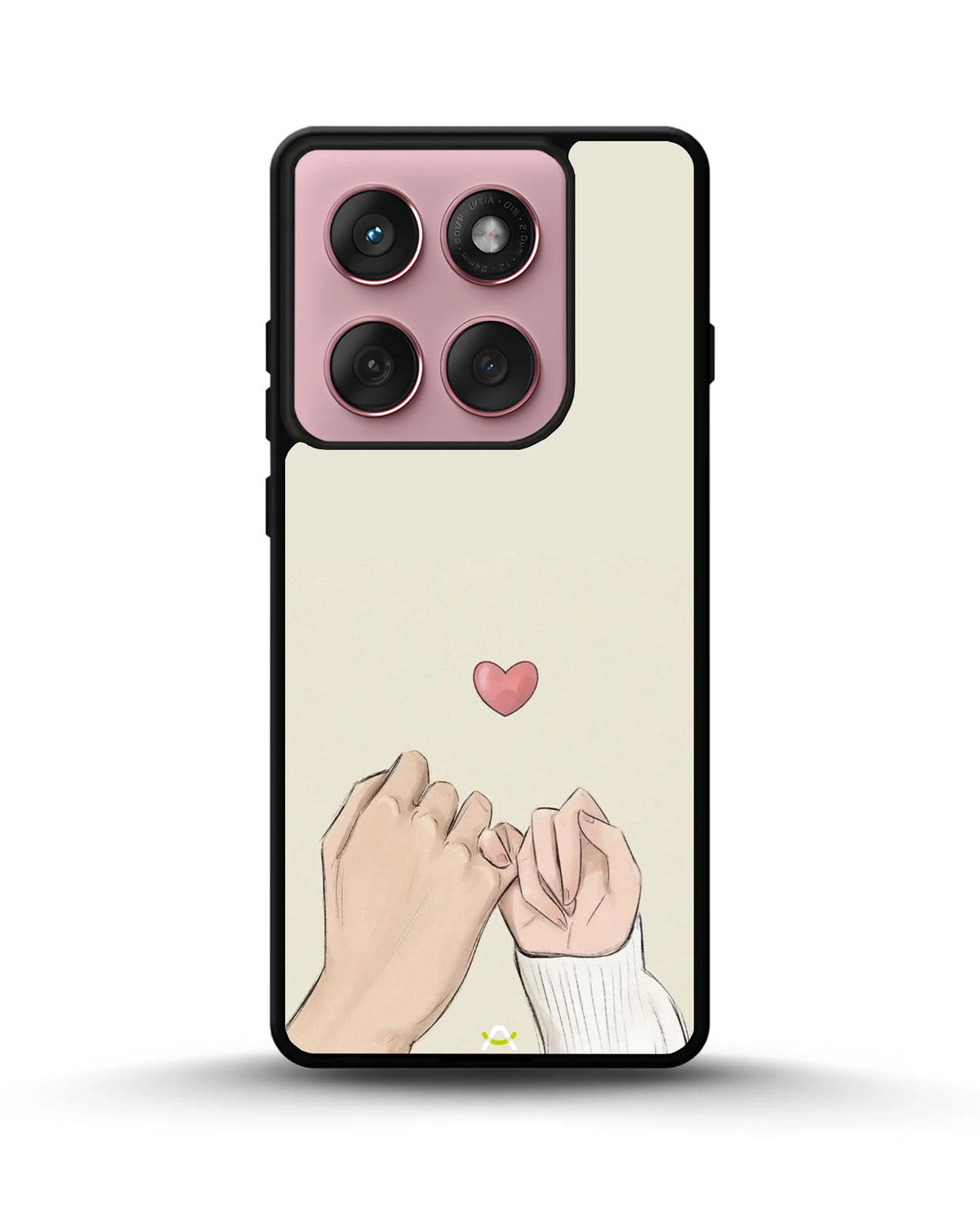 Pinky Promise Heart Phone Case - Warm Beige Art Print for iPhone, Samsung, Pixel, OnePlus & Vivo
