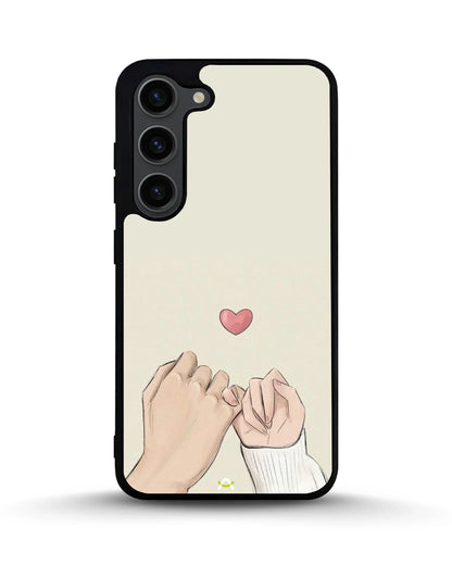 Pinky Promise Heart Phone Case - Warm Beige Art Print for iPhone, Samsung, Pixel, OnePlus & Vivo