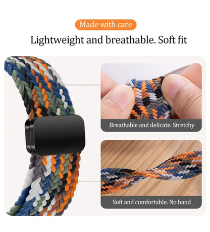 Magnetic Buckle Braided Loop Band for Apple Watch - Multicolor Nylon Strap