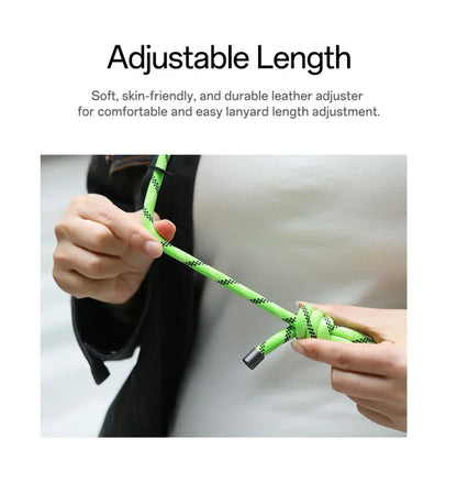 Glow-in-the-Dark Phone Lanyard – Fluorescent Pink, Adjustable Neck & Wrist Strap for All Phones.
