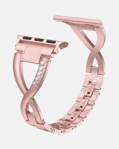 Rose Gold Apple Watch Crystal Metal Strap– Luxury Bracelet for Apple Watch
