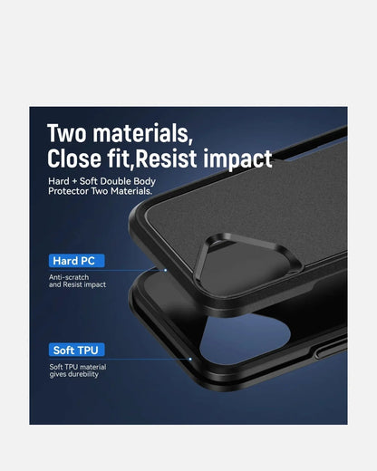 Rugged ArmorShield Case – iPhone 16 Series – Matte Black – Military-Grade Drop Protection