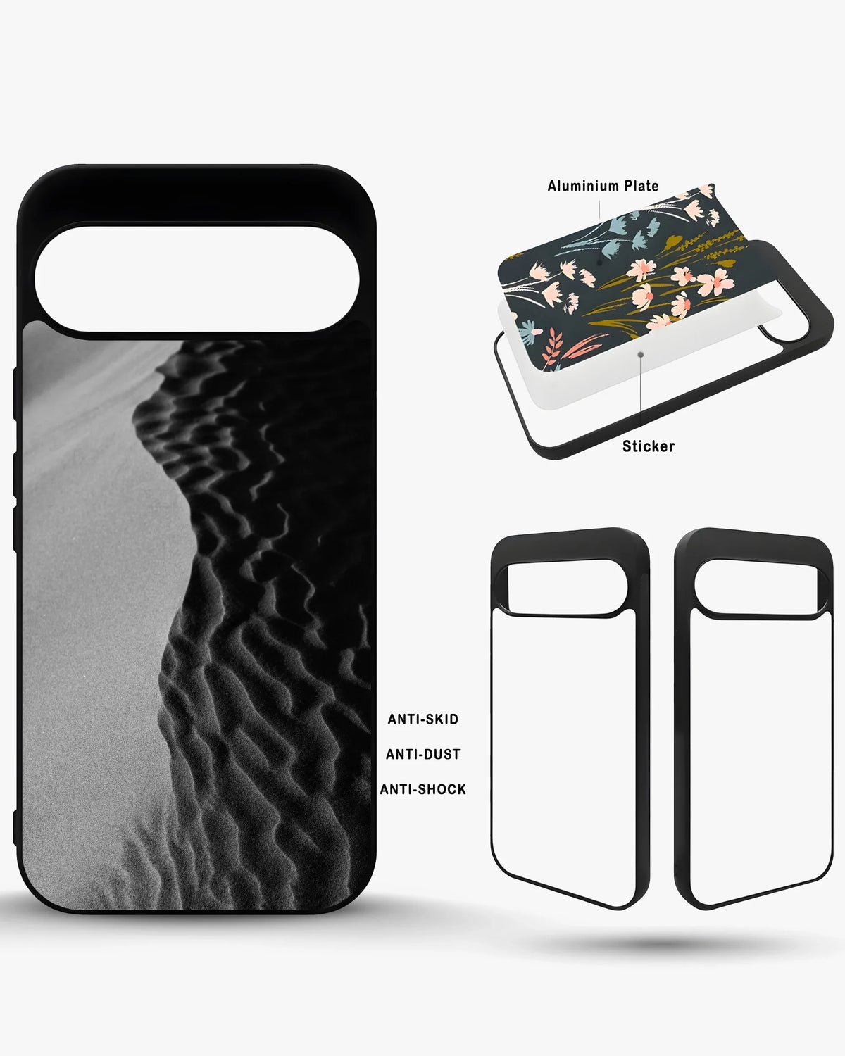 Sand Dunes Phone Case - Monochrome Black & White Print for iPhone, Samsung, Pixel, OnePlus & Vivo