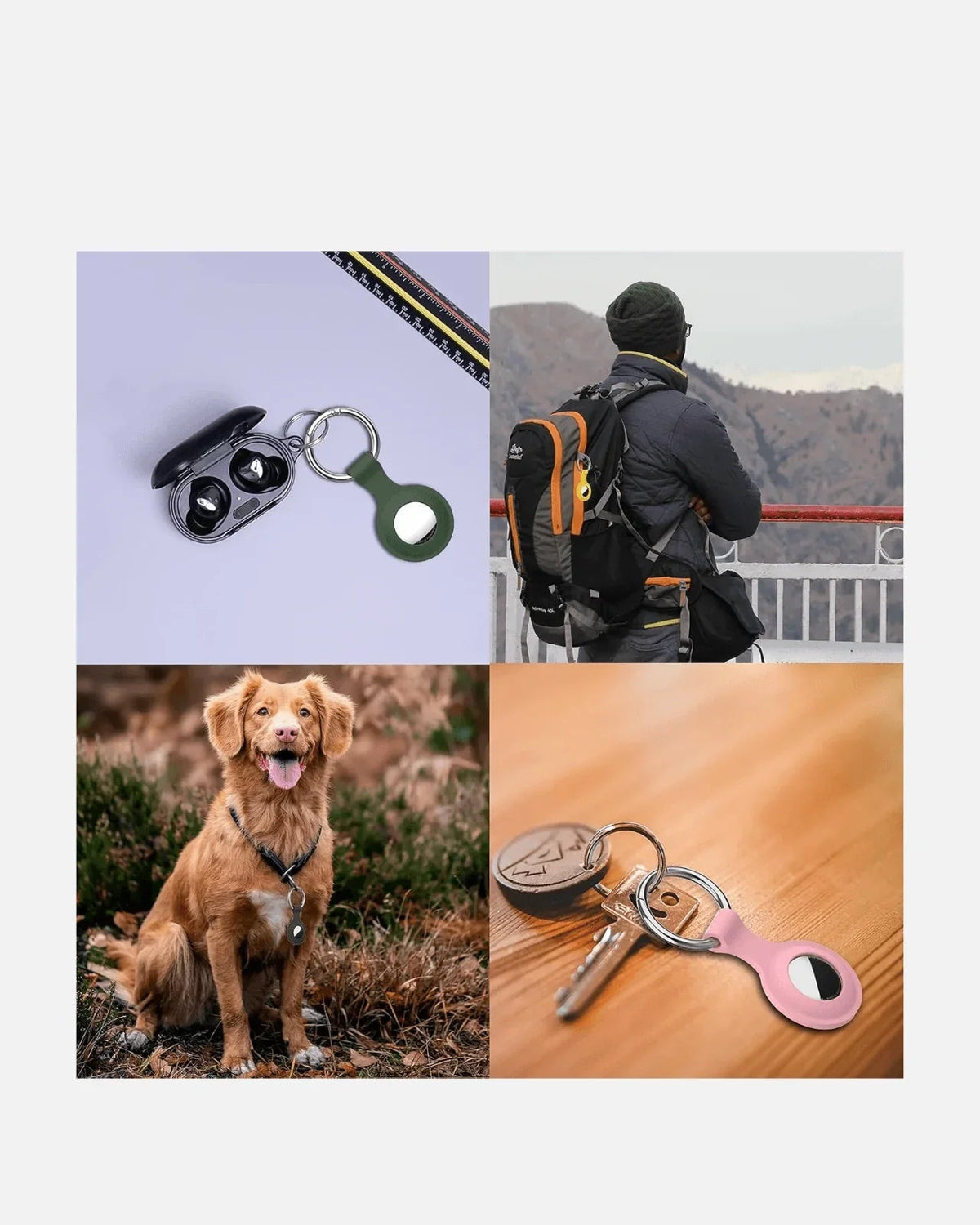 Silicone AirTag Holder Keychain – Universal – Lilac – with Secure Ring