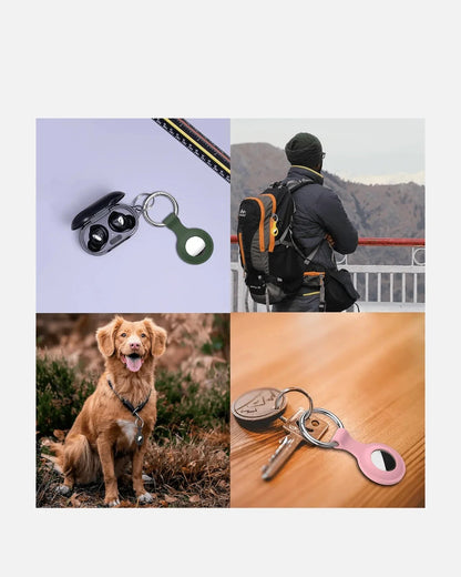 Silicone AirTag Holder Keychain – Universal – Lilac – with Secure Ring