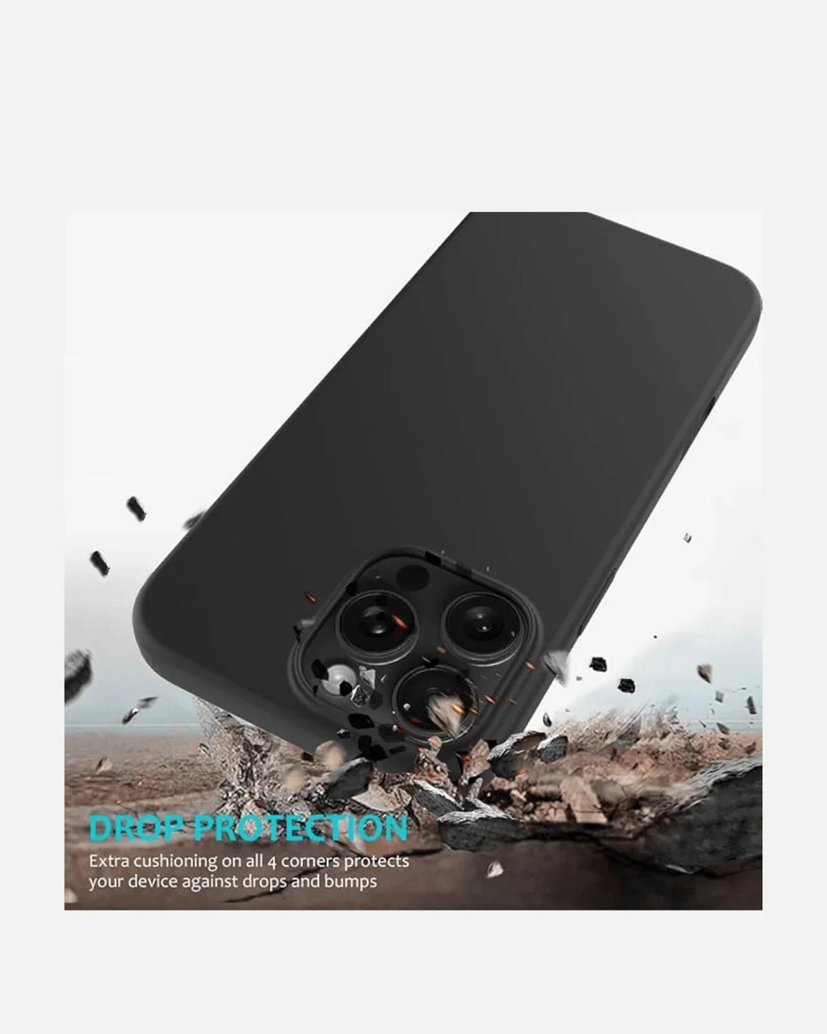 Soft Silicone Case with Full Bottom Protection – iPhone 16 Pro Max – Black – Solid Series