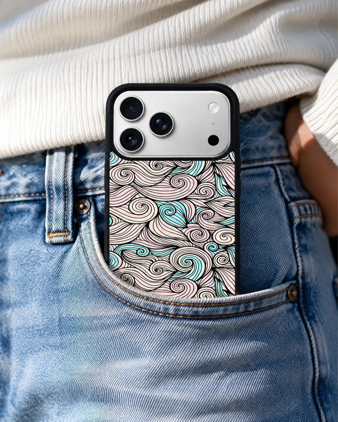 Swirl Pattern Phone Case - Dreamy Pink & Blue Print for iPhone, Samsung, Pixel, OnePlus & Vivo