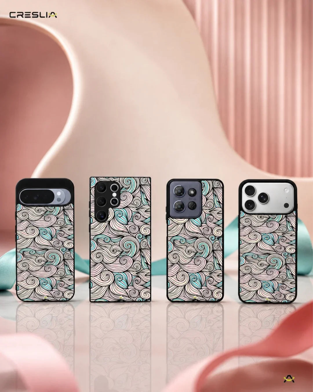 Swirl Pattern Phone Case - Dreamy Pink & Blue Print for iPhone, Samsung, Pixel, OnePlus & Vivo