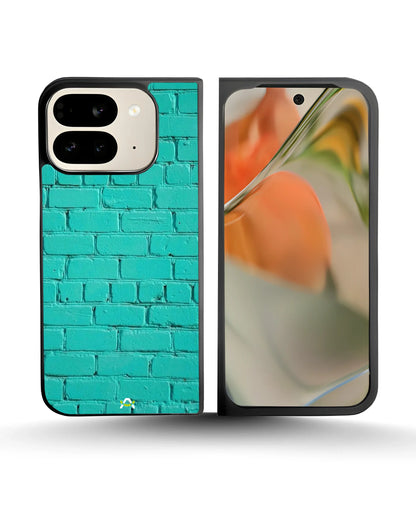 Teal Brick Wall Phone Case - Turquoise Painted Masonry Print for iPhone, Samsung, Pixel, OnePlus & Vivo