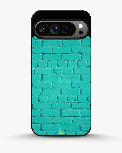 Teal Brick Wall Phone Case - Turquoise Painted Masonry Print for iPhone, Samsung, Pixel, OnePlus & Vivo