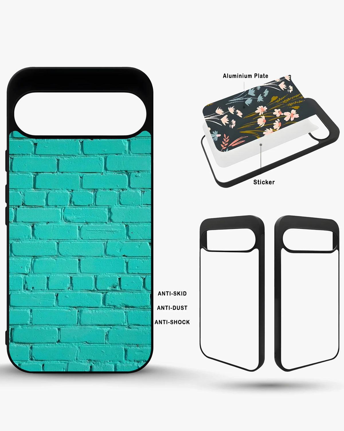 Teal Brick Wall Phone Case - Turquoise Painted Masonry Print for iPhone, Samsung, Pixel, OnePlus & Vivo