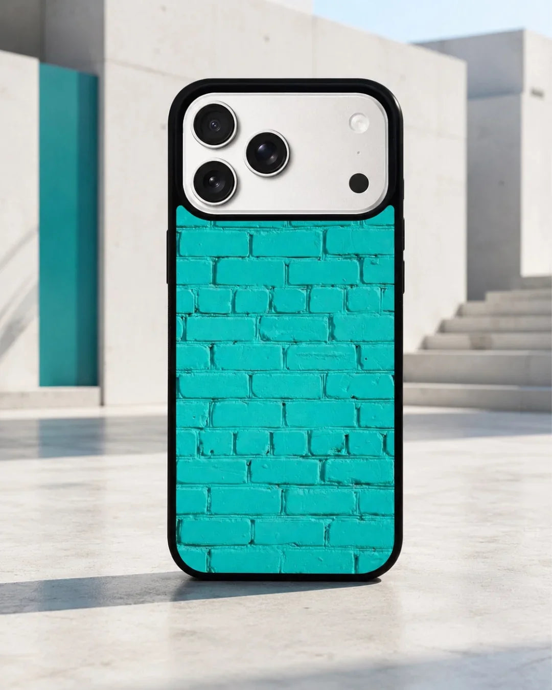 Teal Brick Wall Phone Case - Turquoise Painted Masonry Print for iPhone, Samsung, Pixel, OnePlus & Vivo