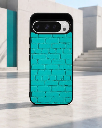 Teal Brick Wall Phone Case - Turquoise Painted Masonry Print for iPhone, Samsung, Pixel, OnePlus & Vivo