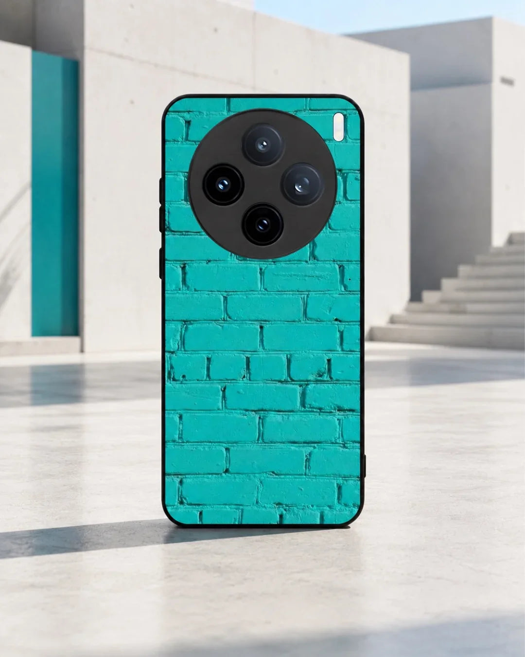 Teal Brick Wall Phone Case - Turquoise Painted Masonry Print for iPhone, Samsung, Pixel, OnePlus & Vivo